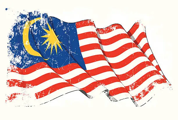 Vector illustration of Grunge Flag of Malaysia