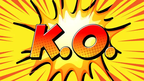 Vector illustration of KO retro comic speech bubble and effect in pop art style