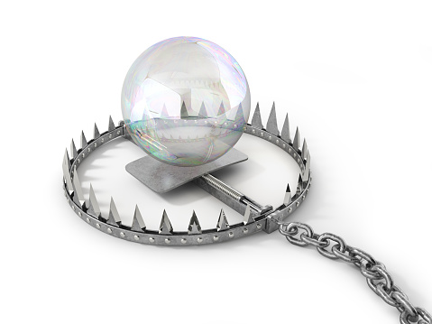 Deception concept. Bubble on the trap. 3d illustration