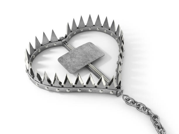 istock Trap in shape on heart. 3d illustration 1491178224