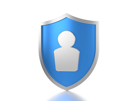 People icon And Blue Shield On White Background