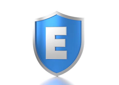 Vitamin E And Blue Shield On White Background