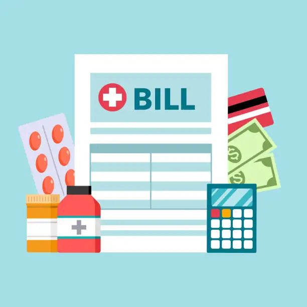 Vector illustration of Hospital bill or medical payment concept vector illustration.