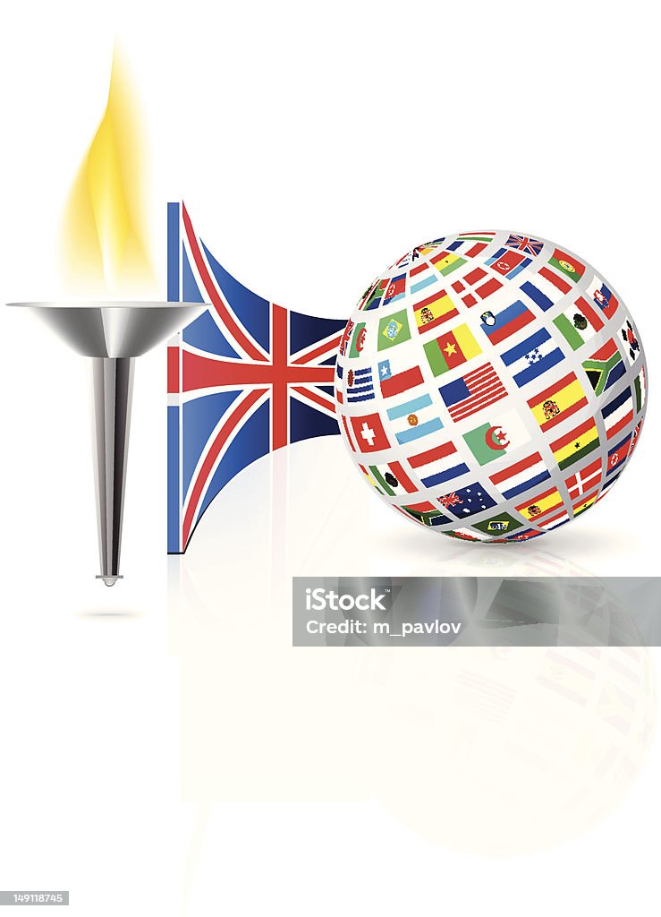 Bandeira de Inglaterra com tocha - Vetor de 2012 royalty-free