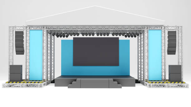 istock 3d rendering of the outdoor event stage design for presentation with light and sound system, concert performance business 1491188057