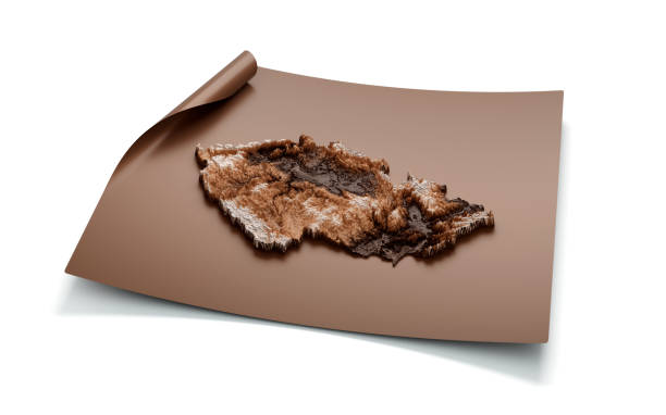 istock Map Of Czech Republic Old Style Brown On Unrolled Map Paper Sheet, White Background 3d illustration 1491190770