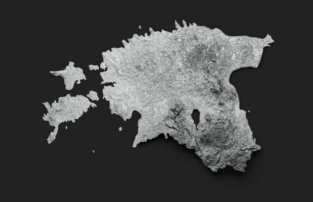 istock Estonia Map Flag Shaded relief Color Height map on Black Background 3d illustration 1491190815