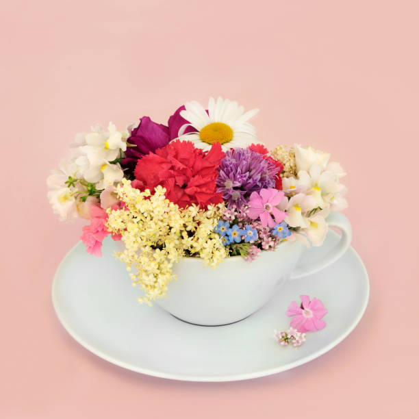 istock Surreal Summer Flower and Wildflower Teacup Composition 1491195388
