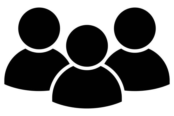 stockillustraties, clipart, cartoons en iconen met simple 3 users, team icon (black) - bovenlichaam