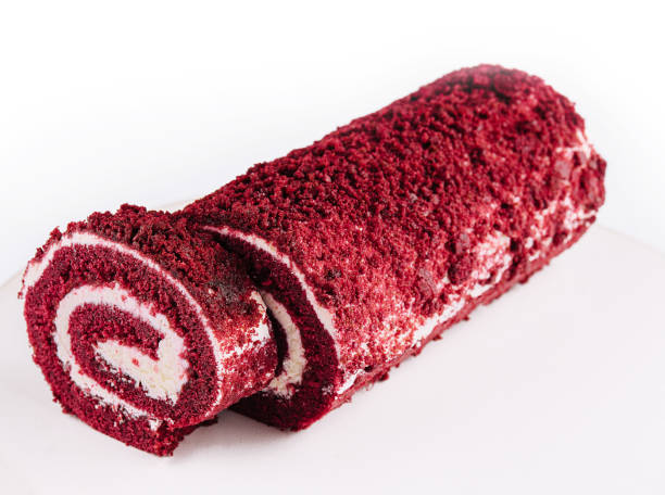 istock Sponge Swiss roll on white plate 1491199046