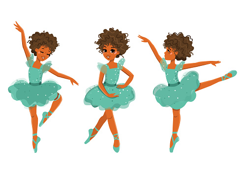 Vector illustration of girls ballerinas dancing
