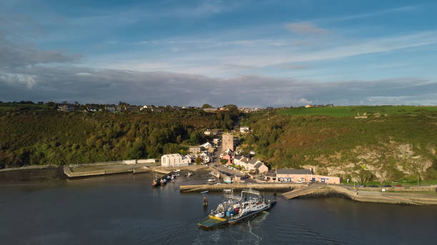 แม่น้ํา suir, ไอร์แลนด์ - มุมมองทางอากาศของ the passage east ferry ข้ามแม่น้ํา suir เชื่อมโยงหมู่บ้าน passage east ใน co. waterfor - county wexford ภาพสต็อก ภาพถ่ายและรูปภาพปลอดค่าลิขสิทธิ์