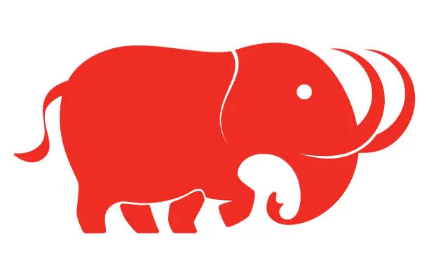 Vector illustration of red elephant symbol