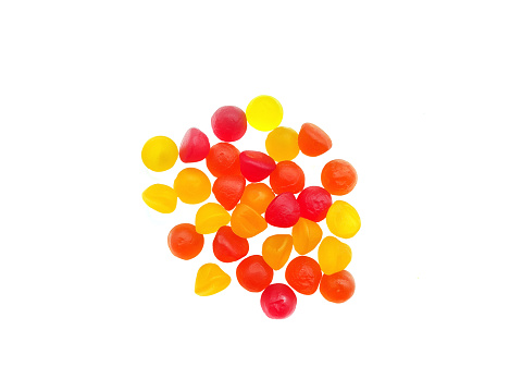 Multicolored jelly sweets, vitamins isolated on a white background.