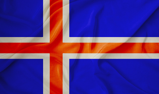 flag of Norway waving with highly detailed textile texture pattern