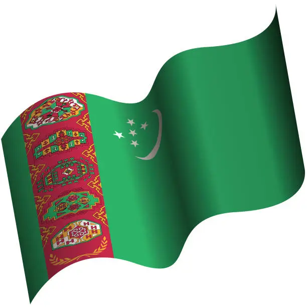 Vector illustration of Flag of Turkmenistan