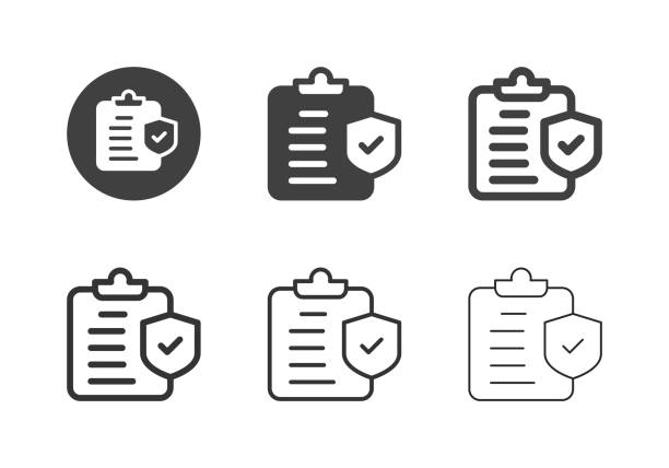 illustrazioni stock, clip art, cartoni animati e icone di tendenza di icone di sicurezza degli appunti - serie multipla - to do list computer icon checklist communication