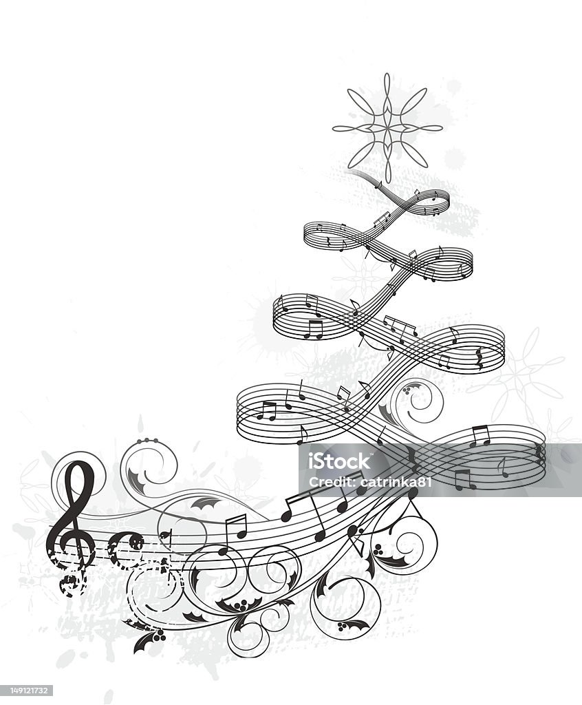 Albero di Natale di musica banner - arte vettoriale royalty-free di Musica natalizia