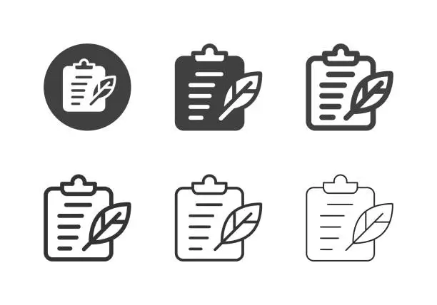 Vector illustration of Writing Clipboard by Feather Pen Icons - Multi Series.