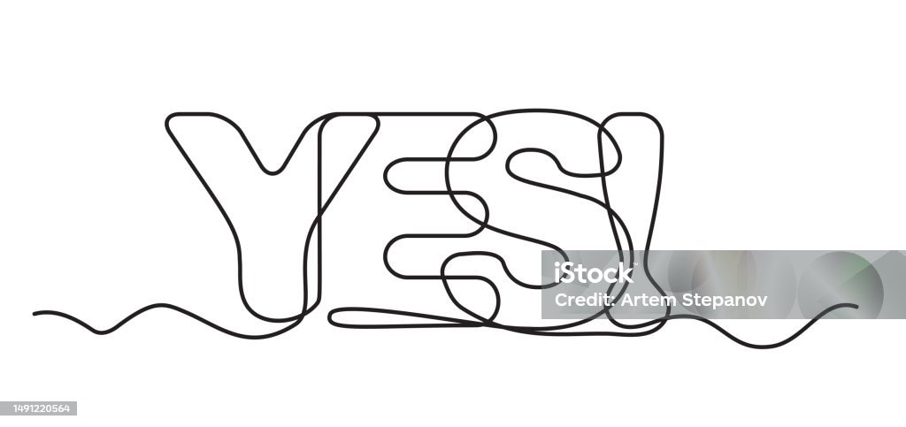 Yes Card Drawing One Line Drawing Yes Text Continuous Line Agreement Message Single ...