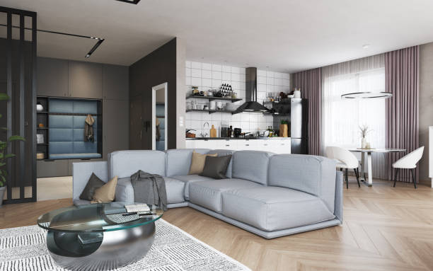 istock Project of a studio apartment with a modern style. 1491222283
