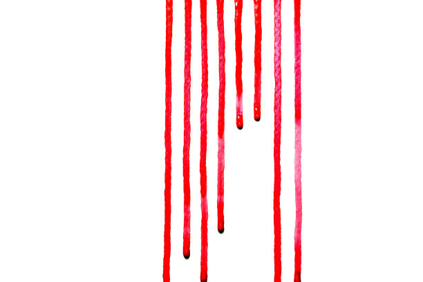 istock Red water color drips down on white background,Or as drop of blood,Abstract color 1491224069