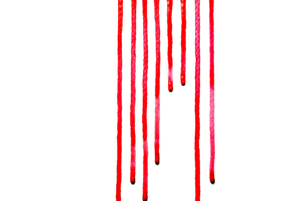 istock Red water color drips down on white background,Or as drop of blood,Abstract color 1491224071