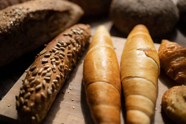 Close up of baked buns and pastry items.