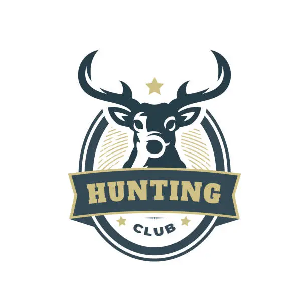 Vector illustration of Deer Logo Badge Emblem Hunting Trophy