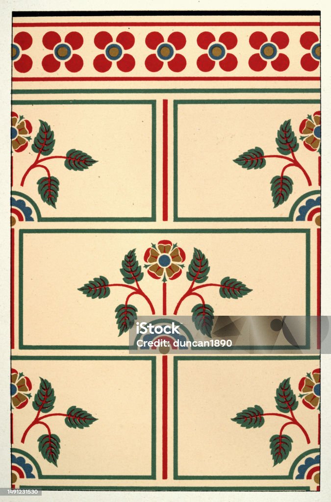 Polychrome Pattern Elaborate Floral Patterns For Walls Rose Diaper Pattern Victorian ...