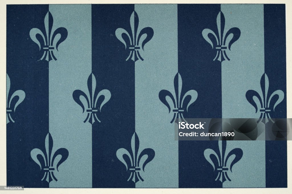 Polychrome Pattern Elaborate Patterns Fleurdelis On Striped Background Diaper Pattern ...