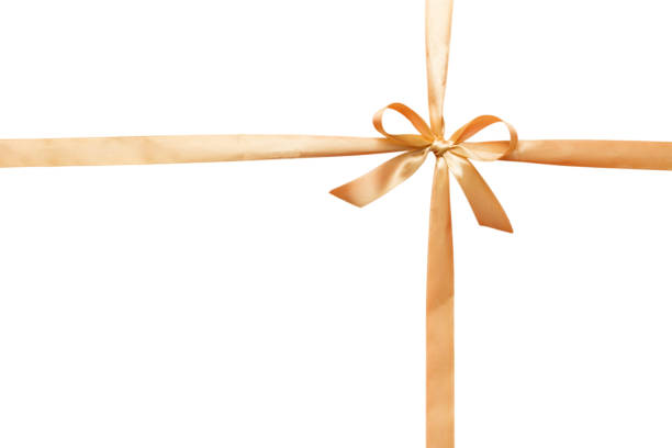 istock Gold ribbon bow isolated on white background. empty space for design 1491233022