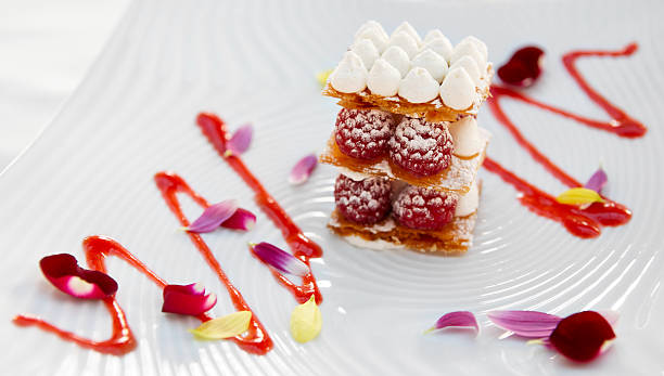 istock Slice of mille-feuille cake with raspberries 149123414
