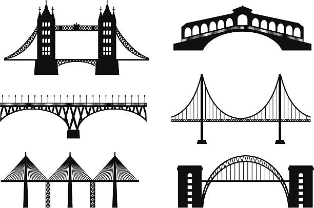 Set of bridge vector art illustration