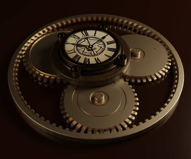 istock vintage old clock on the top of gears and cogs 1491236506