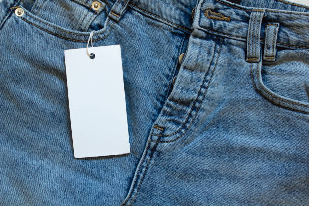 istock Element of jeans pants with white tag label. 1491237971