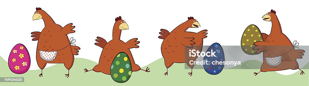 Four poulet avec des œufs de Pâques. illustration vectorielle. - clipart vectoriel de Avril libre de droits