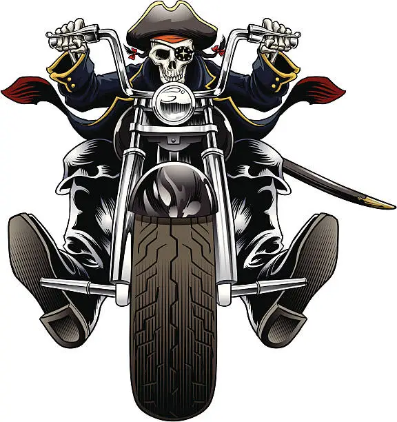 Vector illustration of Pirate Motorcycle rider