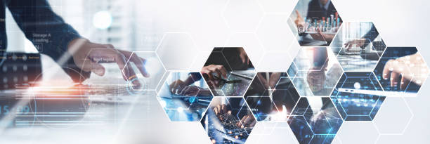 istock Global business network, digital technology, data exchange concept. Business Intelligence and cloud computing, digital marketing, data processing and blockchain technology managemen 1491244460