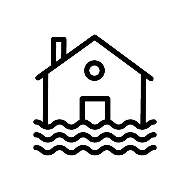 홍수  - residential structure house water natural disaster stock illustrations