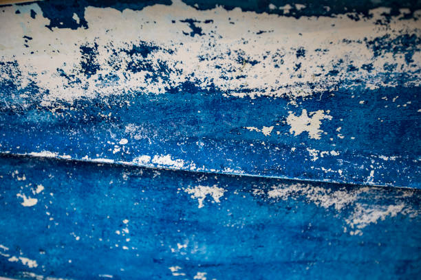 Close-up of Boat Paint Peeling Off stock photo