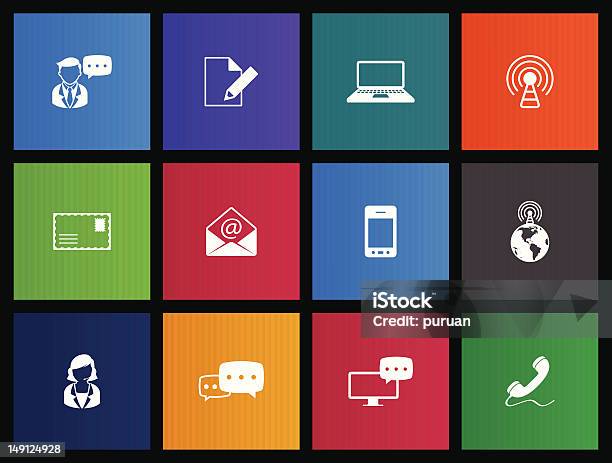 Icone Di Comunicazione - Immagini vettoriali stock e altre immagini di Computer portatile - Computer portatile, Sistema operativo, Antenna - Attrezzatura per le telecomunicazioni