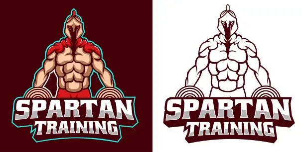 Vector illustration of Spartan mascot sport emblem design. Spartan warrior mascot vector illustration emblem. Gladiator mascot design, Emblem design for esports team. Vector illustration