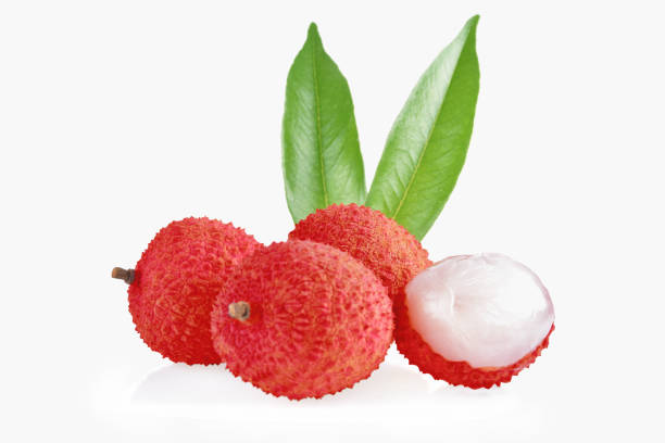 istock Lychee with leaves isolated on white background. 1491253091