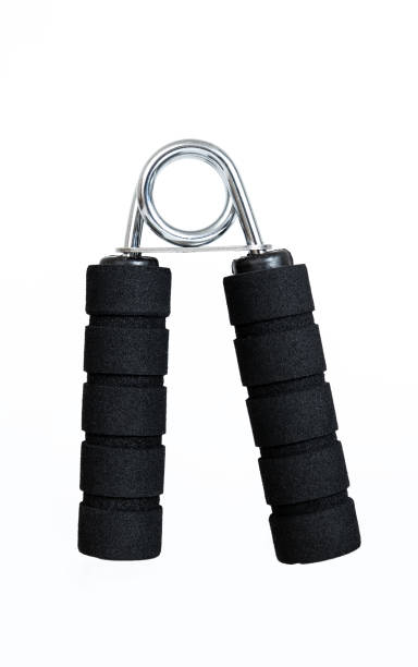 istock Iron hand expander or resistance band with rubber handle isolated on white background. sport equipment for fitness, trx 1491261850