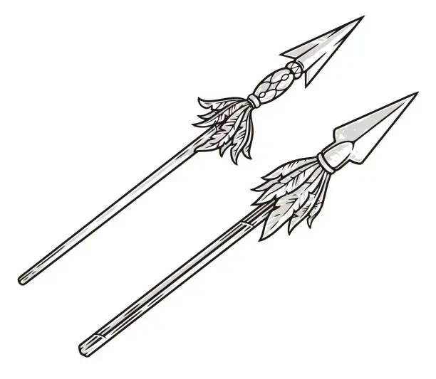 Vector illustration of Sharp spears set emblem monochrome