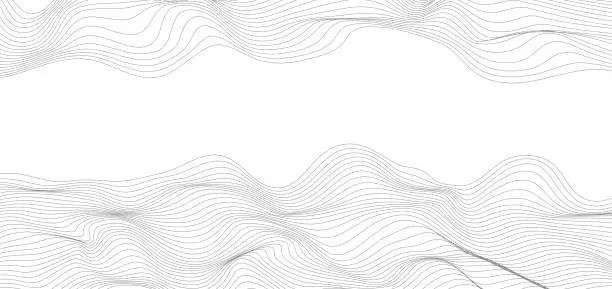 Vector illustration of Abstract white and gray color flowing line elegant background