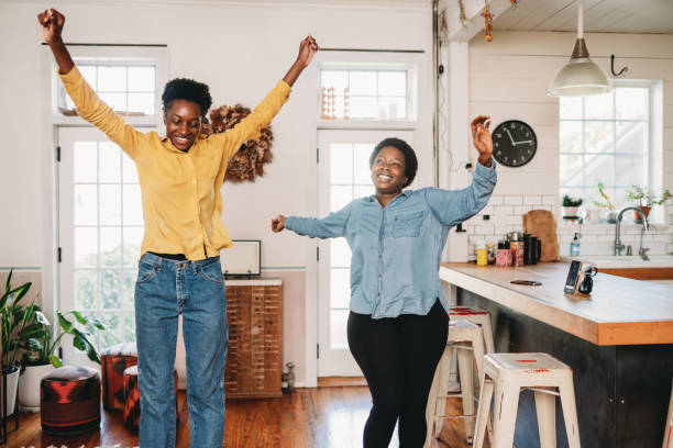 istock Two friends are having fun together dancing at home 1491274191