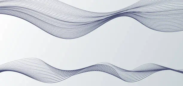 Vector illustration of Abstract white and gray color flowing line elegant background