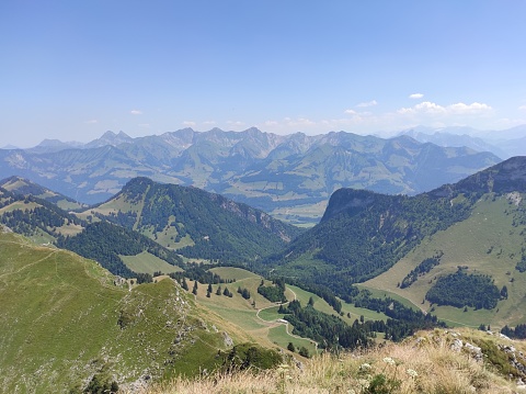 A large view on Prealps and Alps from Moléson, Gruyère, Fribourg, Suisse
